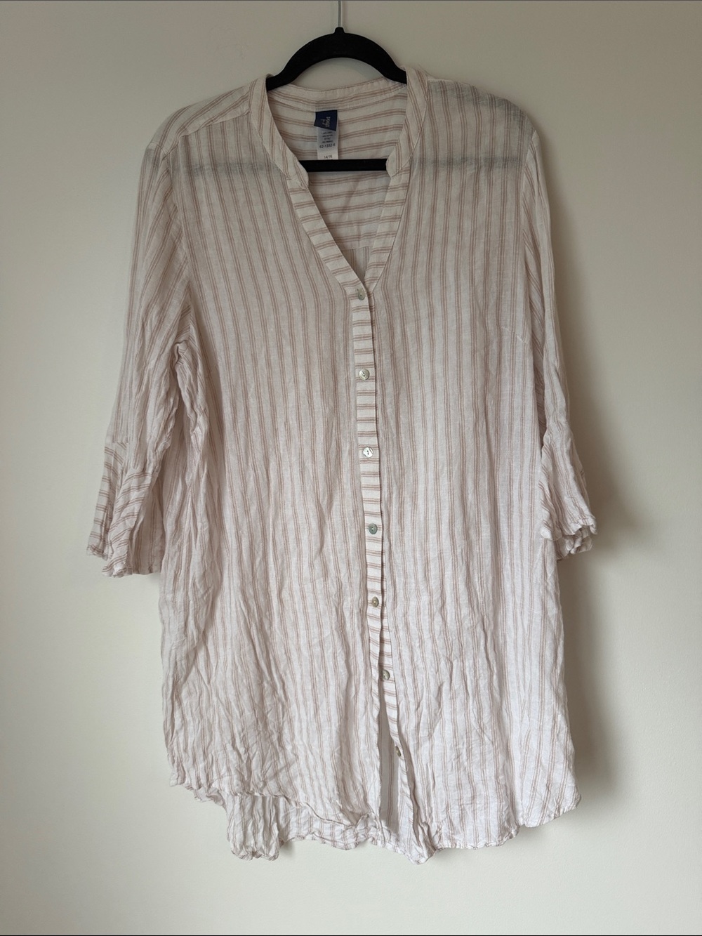 Swimsuits For All Pale Pink Striped Button-Down Tunic